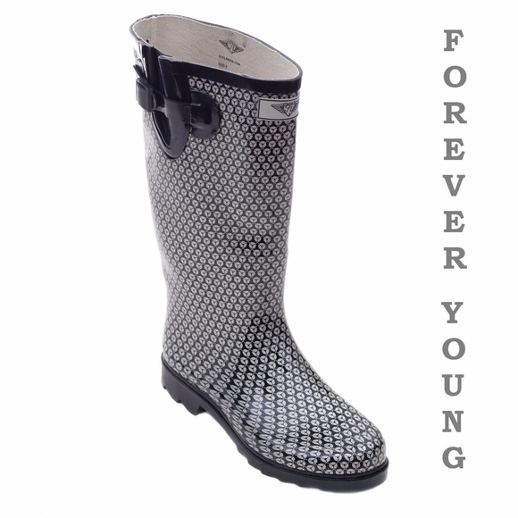 Women's Rain Boots, Tall Rubber Rainboots, RB-1504, Gray - Picture 1 of 5